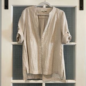 Jones New York Tan, Linen Shirt - Medium